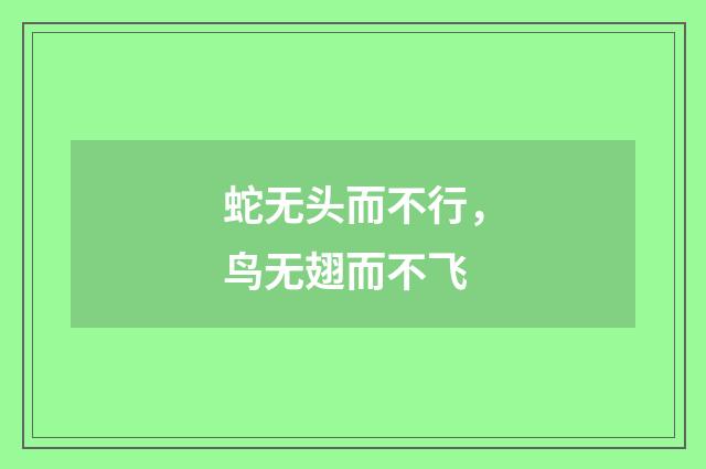 蛇无头而不行，鸟无翅而不飞