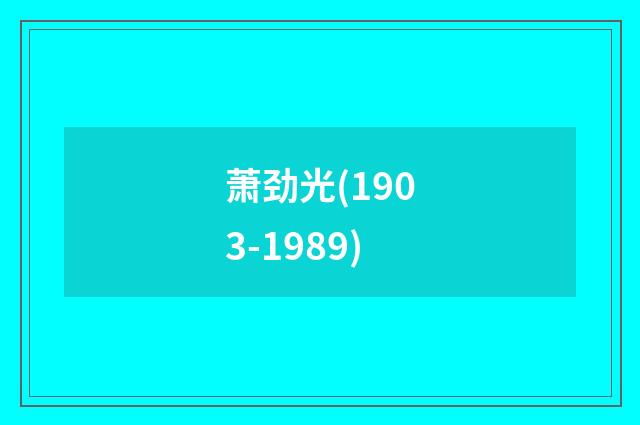 萧劲光(1903-1989)