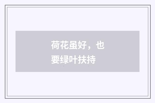 荷花虽好，也要绿叶扶持