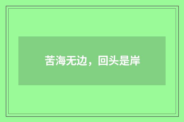 苦海无边，回头是岸