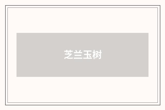 芝兰玉树