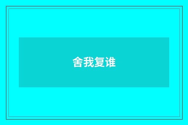 舍我复谁