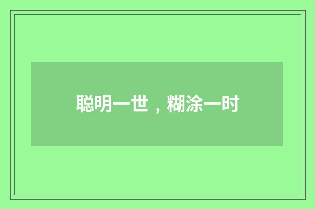 聪明一世﹐糊涂一时