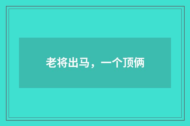 老将出马，一个顶俩