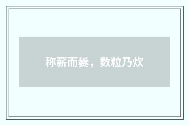 称薪而爨，数粒乃炊