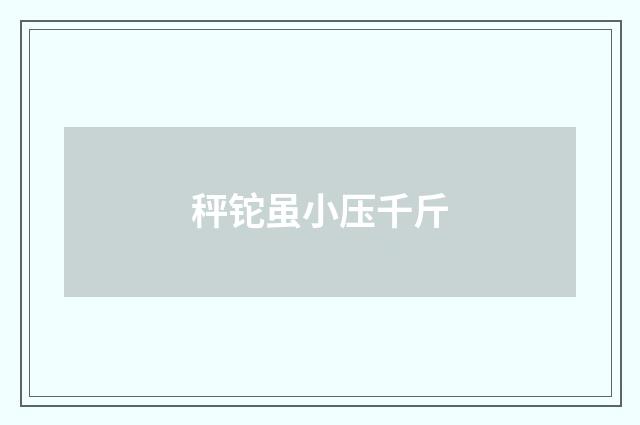 秤铊虽小压千斤