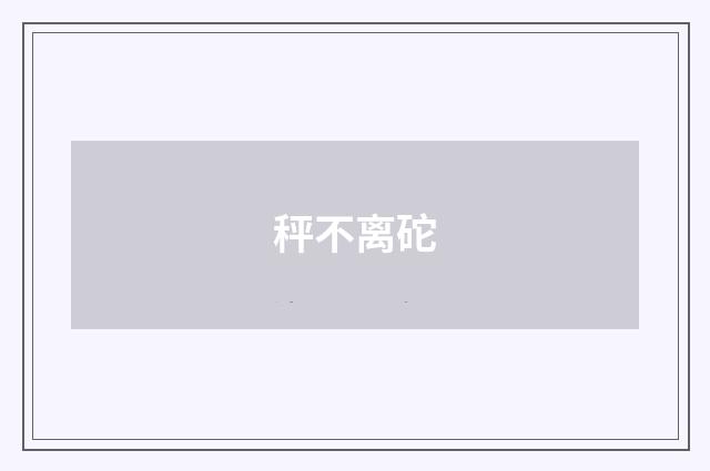 秤不离砣