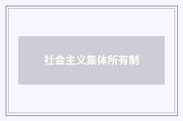 社会主义集体所有制