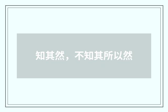 知其然，不知其所以然