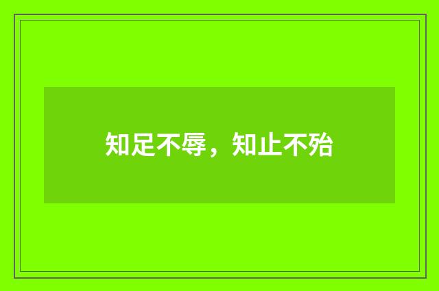 知足不辱，知止不殆