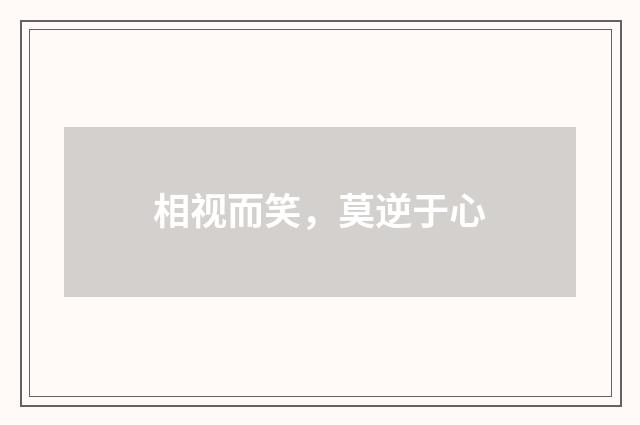 相视而笑，莫逆于心