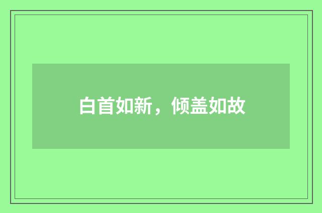 白首如新，倾盖如故