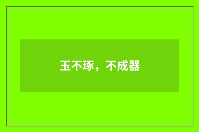 玉不琢，不成器