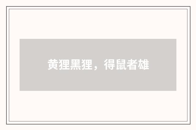 黄狸黑狸，得鼠者雄