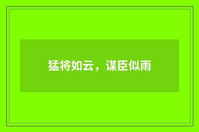猛将如云，谋臣似雨
