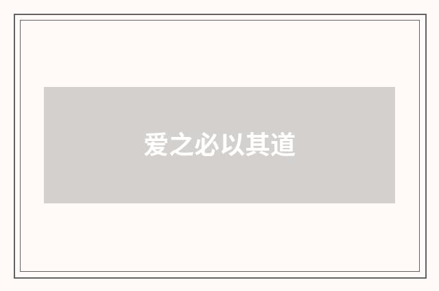 爱之必以其道