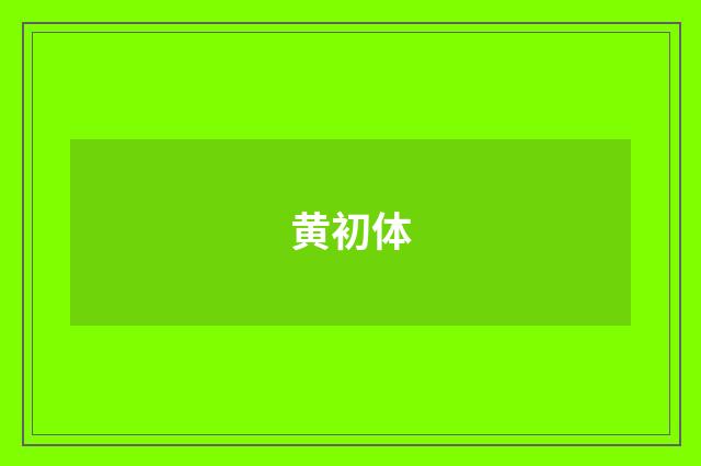 黄初体
