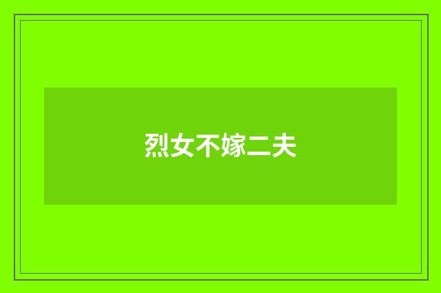 烈女不嫁二夫