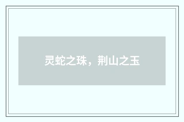 灵蛇之珠，荆山之玉