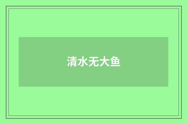 清水无大鱼