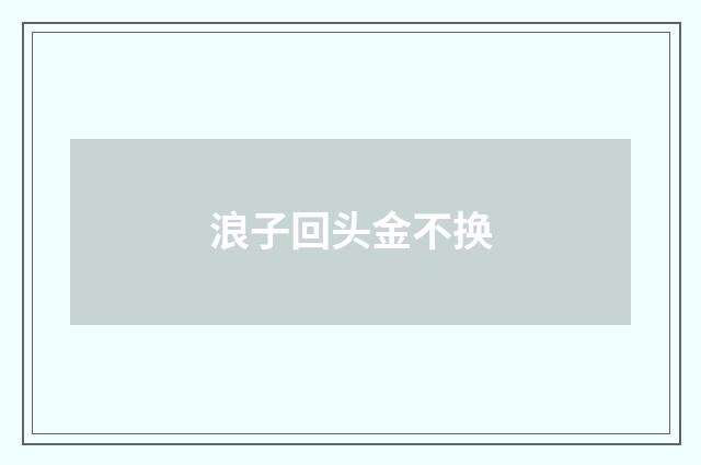 浪子回头金不换