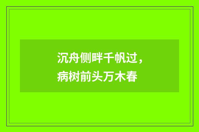 沉舟侧畔千帆过，病树前头万木春
