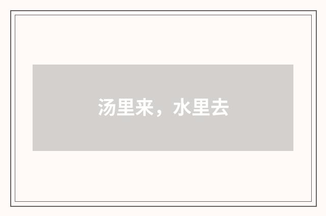 汤里来，水里去