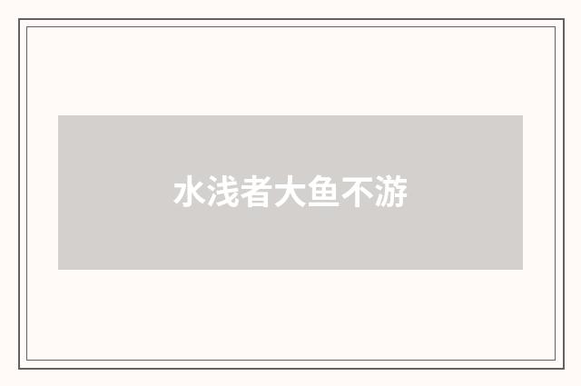 水浅者大鱼不游