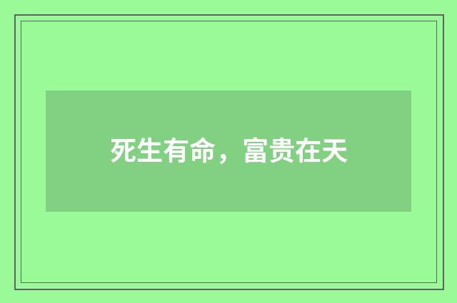 死生有命，富贵在天