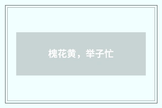 槐花黄，举子忙