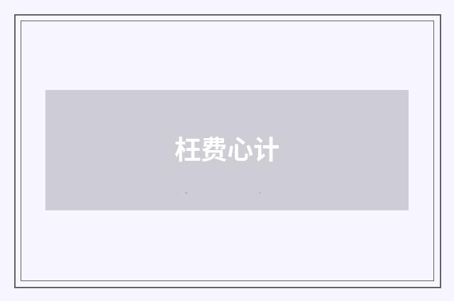 枉费心计