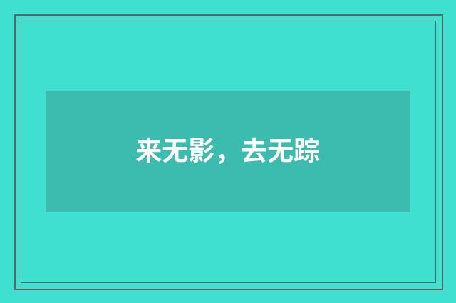 来无影，去无踪