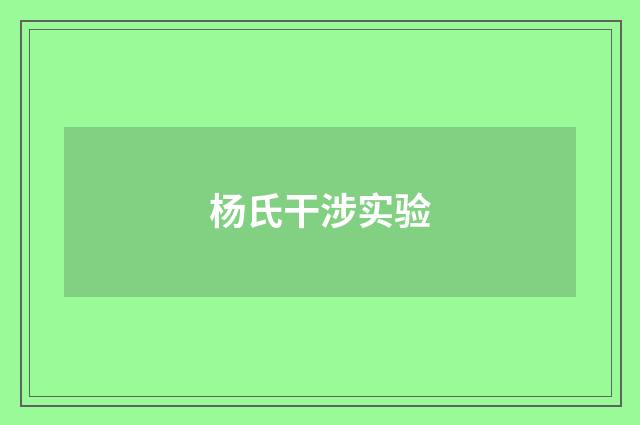 杨氏干涉实验