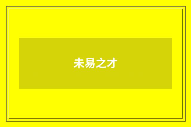 未易之才