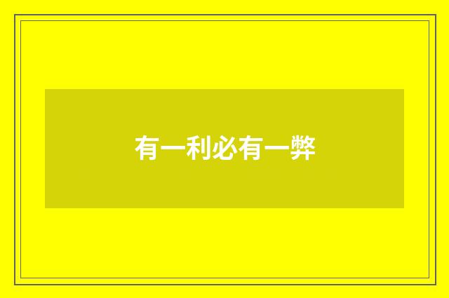 有一利必有一弊