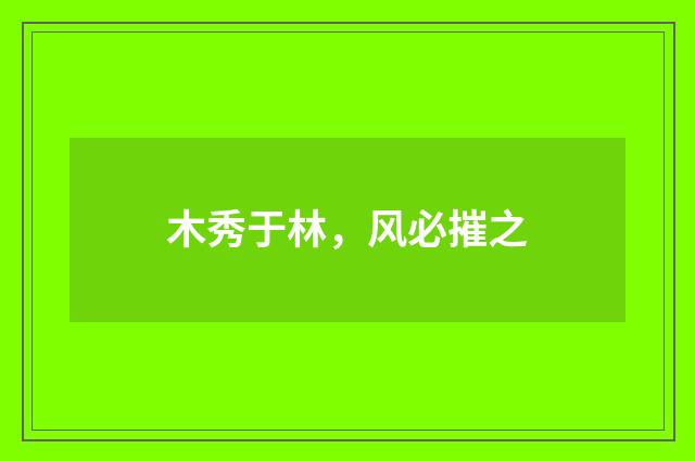 木秀于林，风必摧之