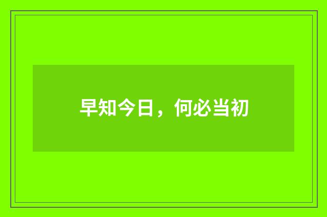 早知今日，何必当初