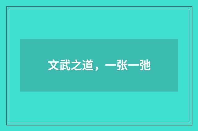 文武之道，一张一弛