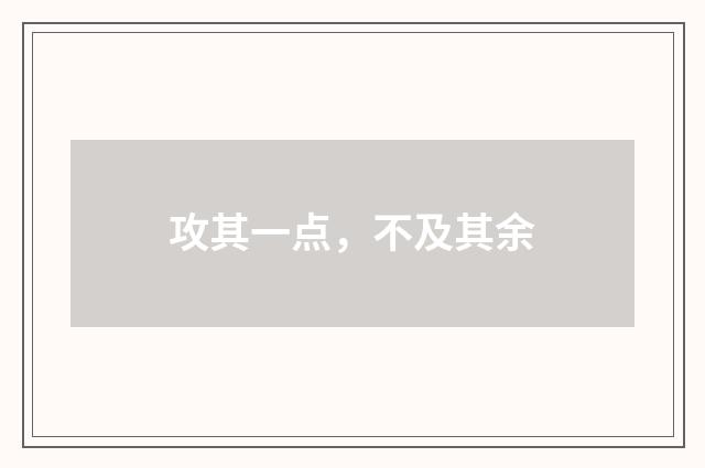 攻其一点，不及其余