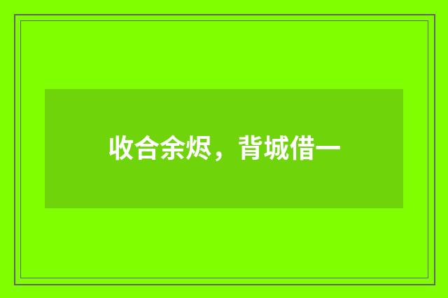 收合余烬，背城借一