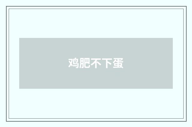 鸡肥不下蛋