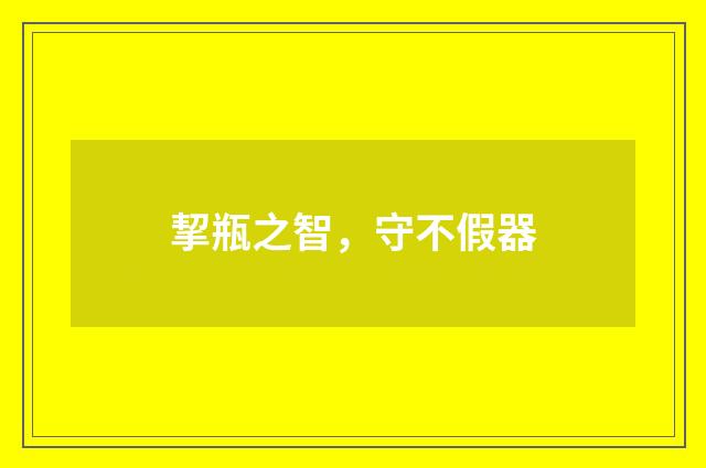 挈瓶之智，守不假器
