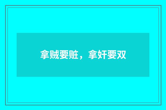 拿贼要赃，拿奸要双