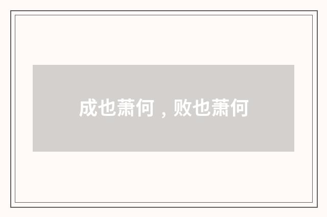 成也萧何﹐败也萧何