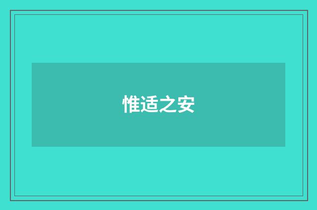 惟适之安