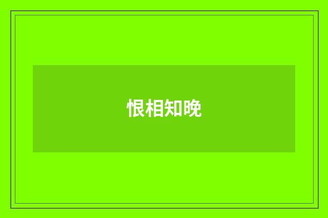 恨相知晚