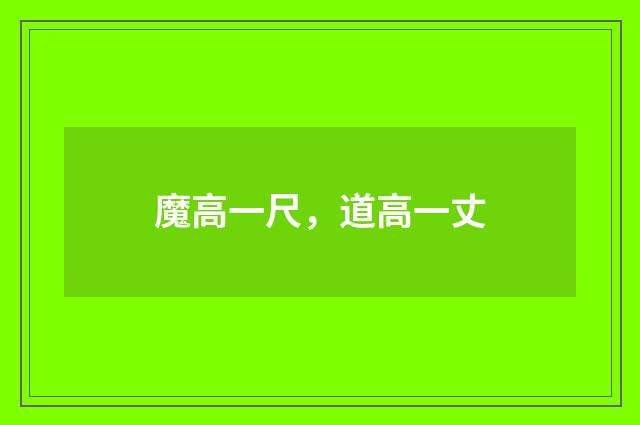 魔高一尺，道高一丈