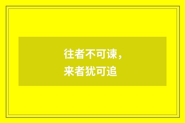 往者不可谏，来者犹可追