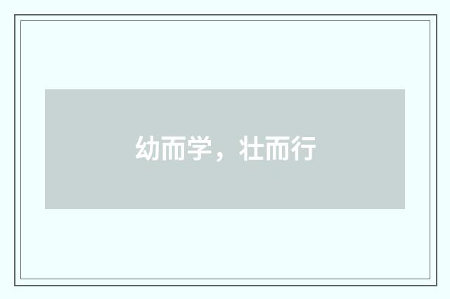幼而学，壮而行