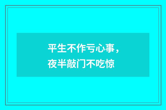 平生不作亏心事，夜半敲门不吃惊
